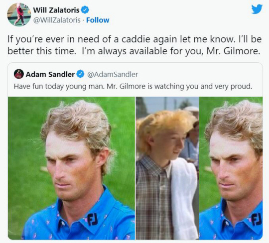 Mainly because popular actor Sandler celebrates Zalatoris’ victory