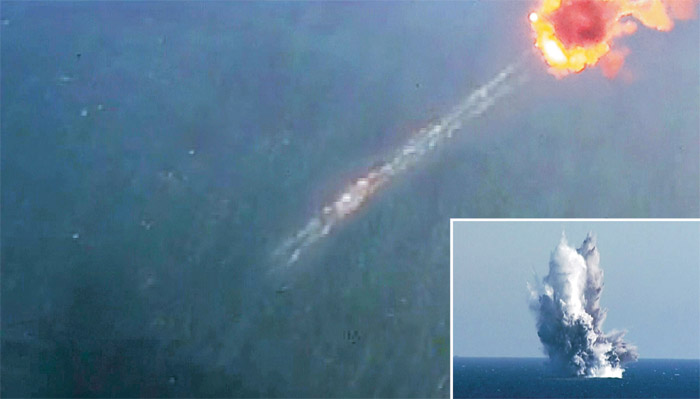 북한, 핵어뢰 59시간 잠항 ‘수중폭발 시험’